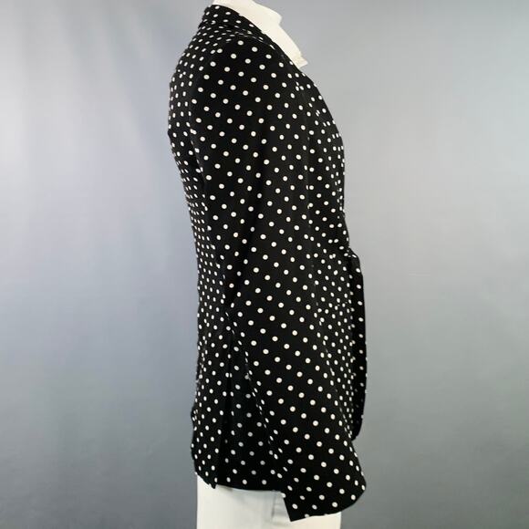 HAIDER ACKERMANN Size 42 Black White Polka Dot Viscose Sport Coat - Picture 3 of 8